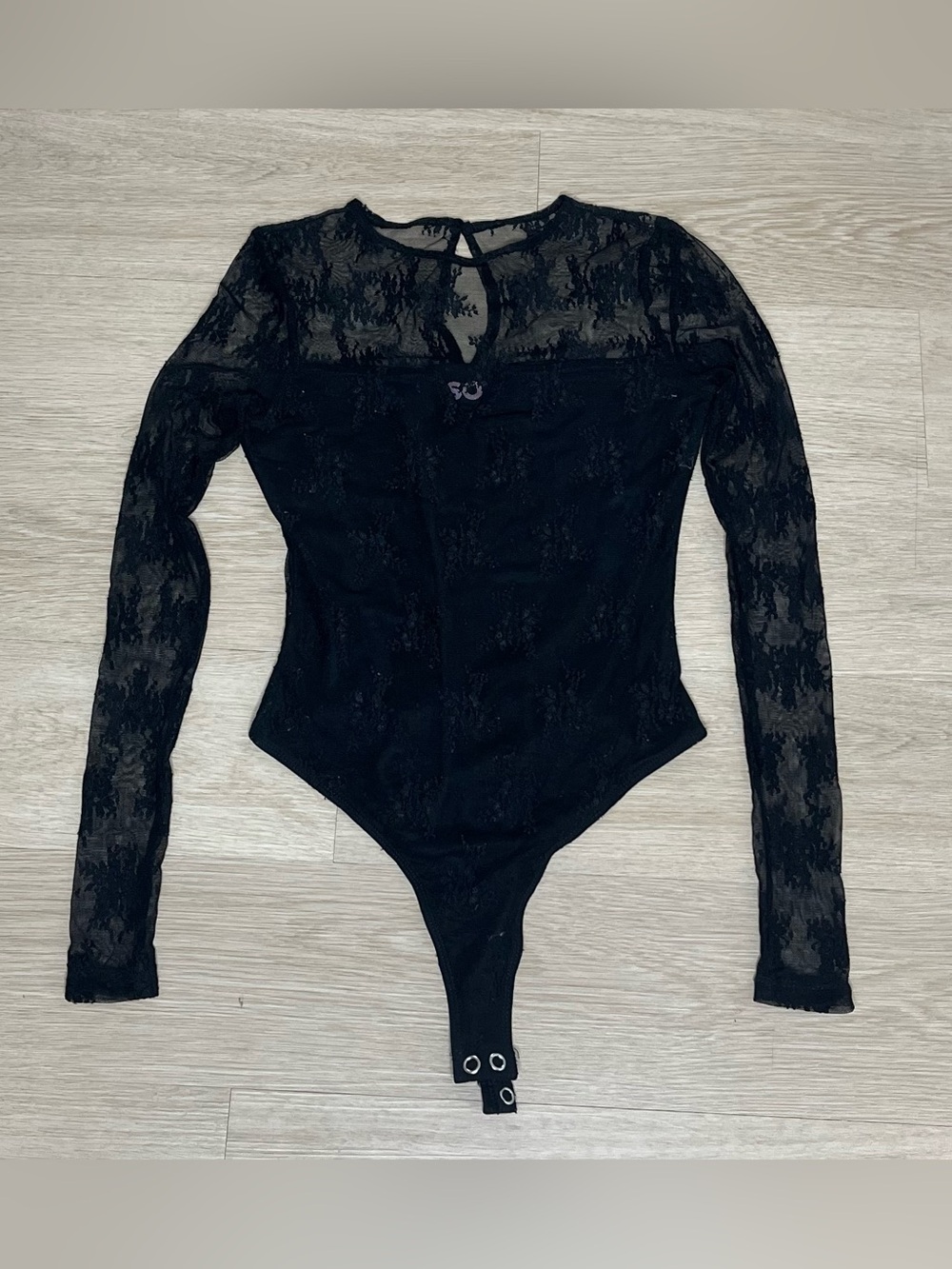 Black Lace Long-Sleeve Bodysuit